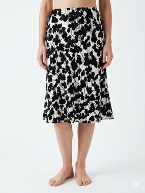 Judith Hart Skirt Black Floral Flocked Velvet A-Line Boho 14
